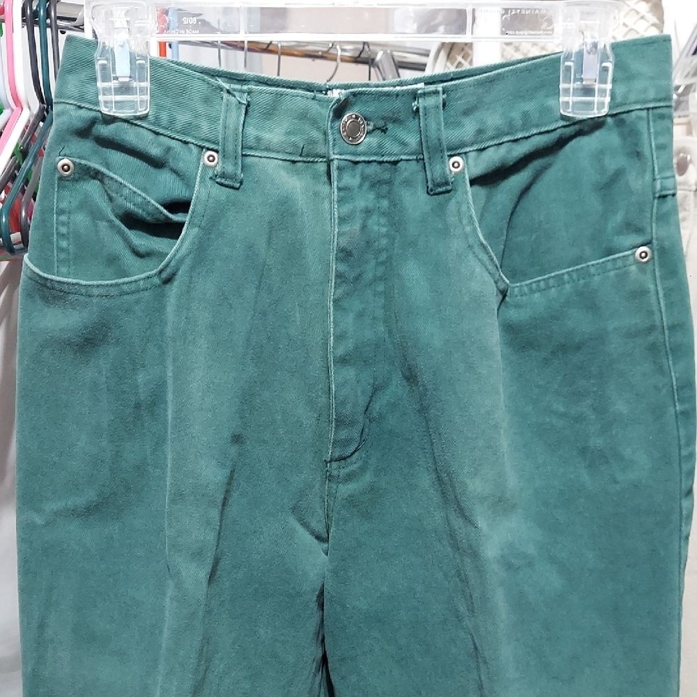 Beverly Hills Denim Company size 11/12 vintage green jeans invw337